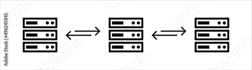 Online global server linked network system database icon design vector template. Blockchain crypto currency smart contract protocol contain cryptography hash transaction.
