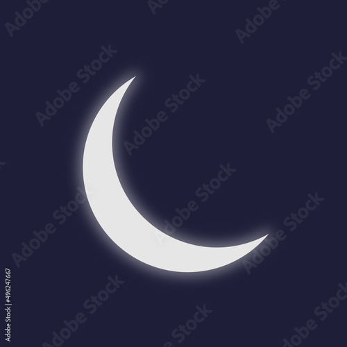 The moon shines in the sky without stars. Waning crescent.