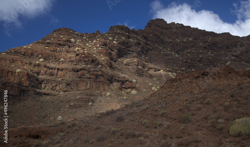 Gran Canaria, landscapes along the route Tasartico - Playa de Guigui beach in south west of the island 