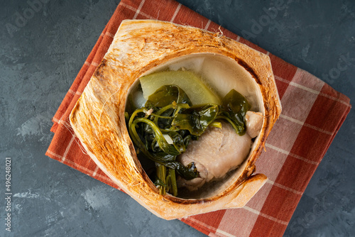 Filipino chicken coconut soup also known as chicken binakol