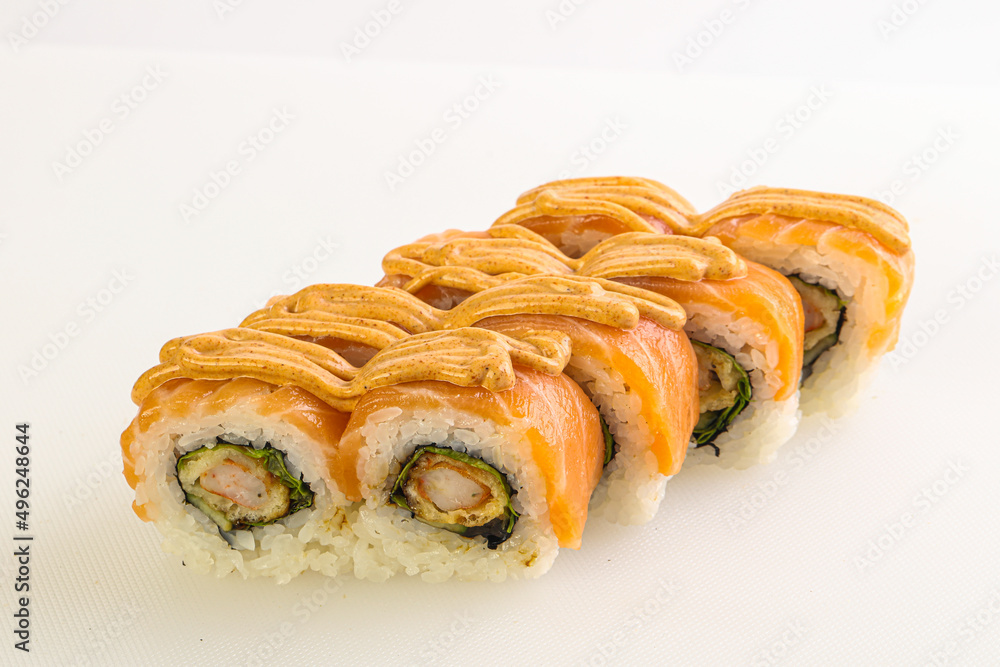 Japanese tradtional roll with salmon Japanese tradtional roll with salmon