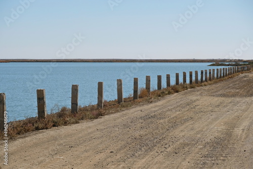 The road along the shore of the Aral Sea