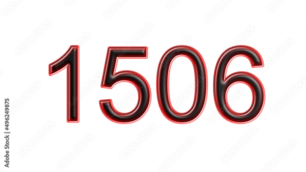 red 1506 number 3d effect white background red 1506 number 3d effect white background