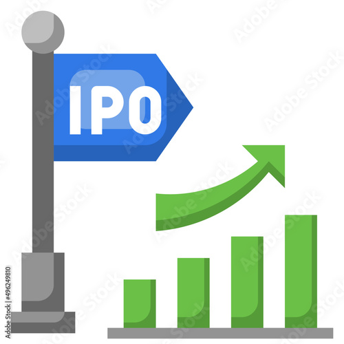 IPO flat icon,linear,outline,graphic,illustration