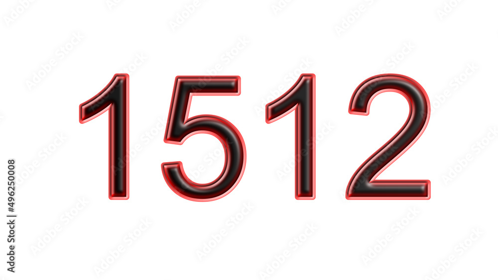 red 1512 number 3d effect white background red 1512 number 3d effect white background