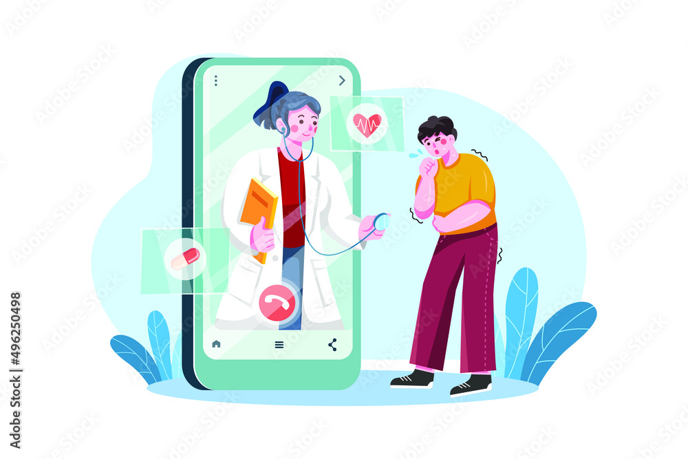 Online Medical Consultation Illustration concept. Flat illustration isolated on white background.