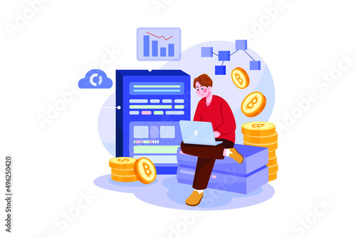 Blockchain Platform Mainnet Illustration concept. Flat illustration isolated on white background.