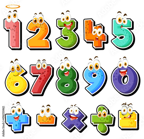 Counting number 0 to 9 and math symbols