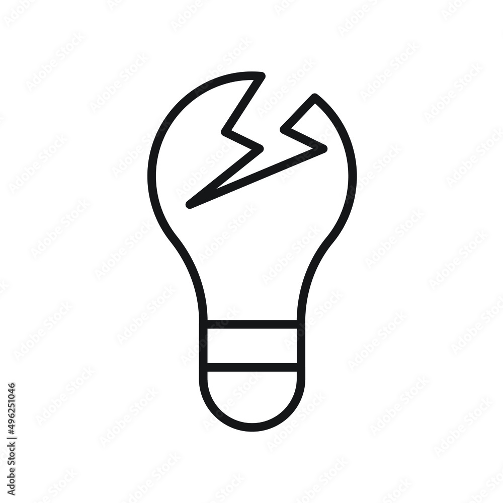 Broken lightbulb icon design. vector illustration Broken lightbulb icon design. vector illustration