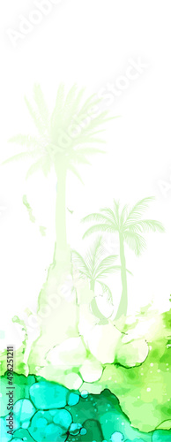 landscape vertical picturesque palm trees. Vector illustration