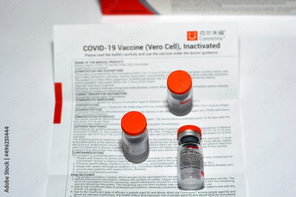 Cairo, Egypt. August 31 2021 CoronaVac vaccine, a Covid19 vaccination