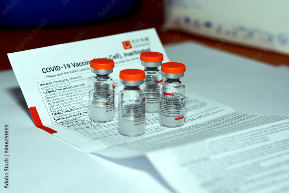 Cairo, Egypt. August 31 2021 CoronaVac vaccine, a Covid19 vaccination