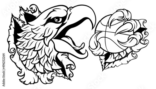 Bald Eagle Hawk Ripping Bas...