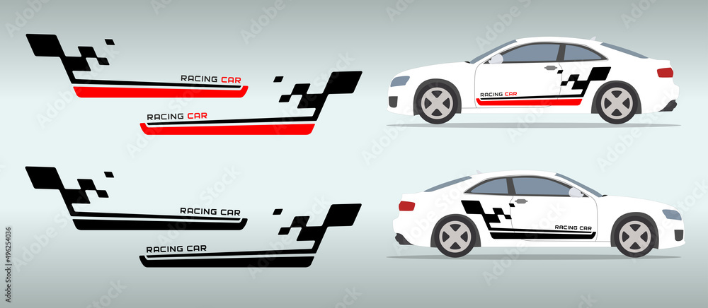 Vecteur Stock Car side door sticker stripe design. Auto vinyl decal  template. Suitable for printing or cutting. Scaling without loss of quality  for different car model.