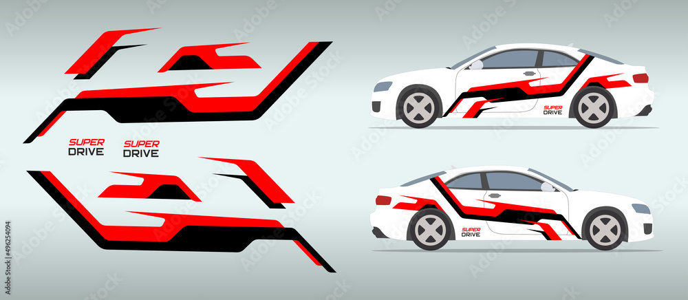 Car side sticker design. Auto vinyl decal template. Suitable for printing  or cutting. Scaling without loss of quality Stock Vector