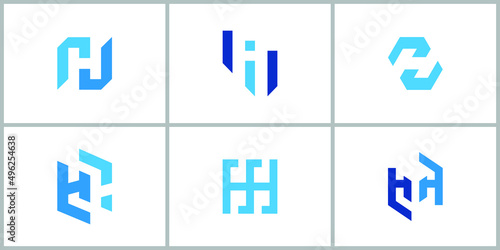 Set of creative lettermark monogram letter h logo design template. © edge