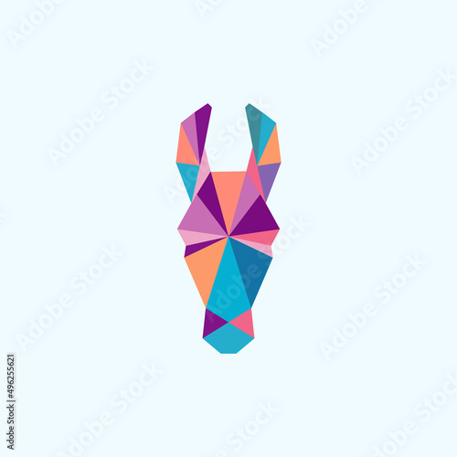 ORIGAMI head of donkey logo design Vector illustration