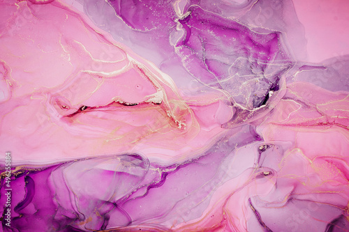 Fototapeta Naklejka Na Ścianę i Meble -  Abstract liquid ink painting background in pink colors.