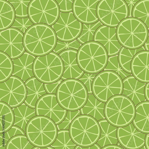 Seamless summer food pattern of lime slices