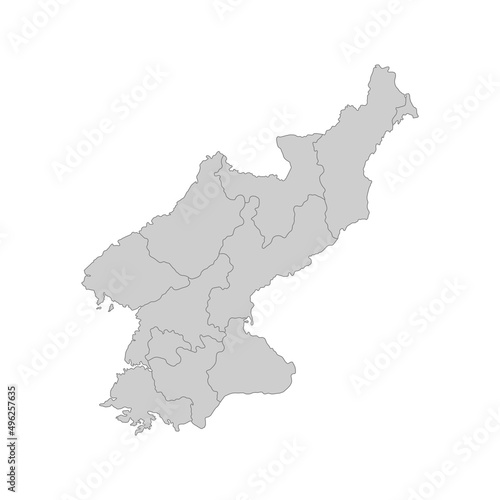 Outline political map of the North Korea. High detailed vector illustration.