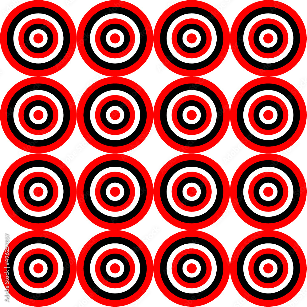 Mosaico de múltiples círculos rojos, blancos y negros sobre fondo trasparente Mosaico de múltiples círculos rojos, blancos y negros sobre fondo trasparente