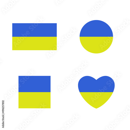 Ukrainian flag shape icon set. Blue and yellow illustration
