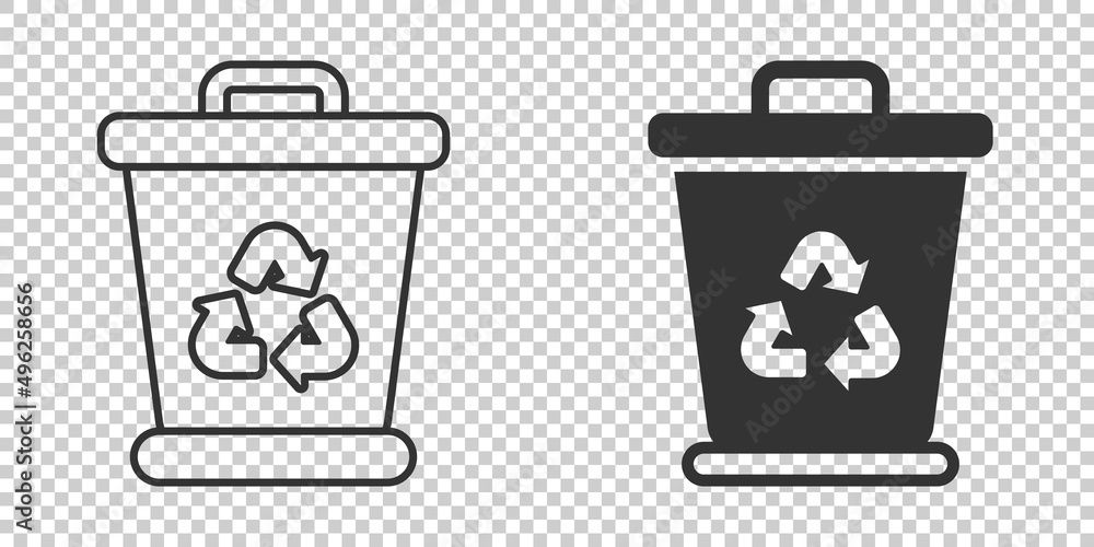 Garbage bin icon in flat style. Recycle vector illustration on white isolated background. Trash basket sign business concept. Garbage bin icon in flat style. Recycle vector illustration on white isolated background. Trash basket sign business concept.