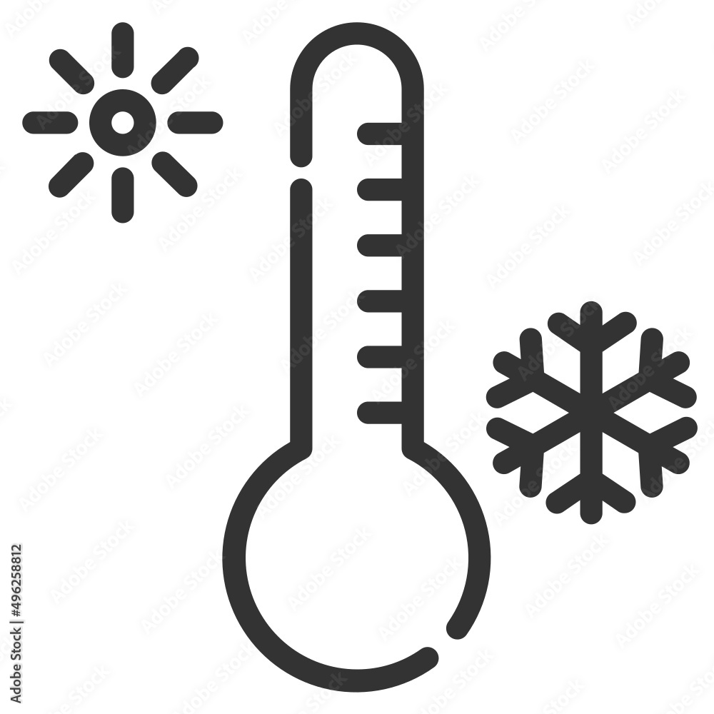 Simple temperature outline icon, cold and hot weather related concept on the white background Simple temperature outline icon, cold and hot weather related concept on the white background