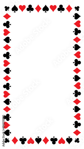 Card suits. Vector frame isolated on white