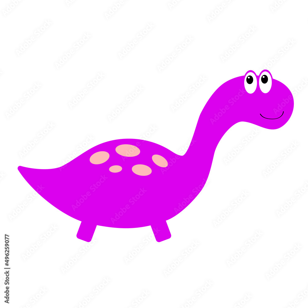 Funny Cartoon Dinosaur, Cute Illustration in Flat Style. Colorful