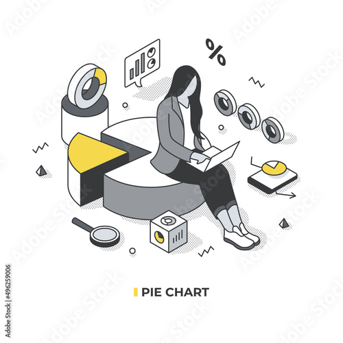 Pie Chart Isometric Scene