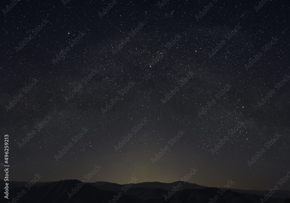 Beautiful starry sky. Night landscape.