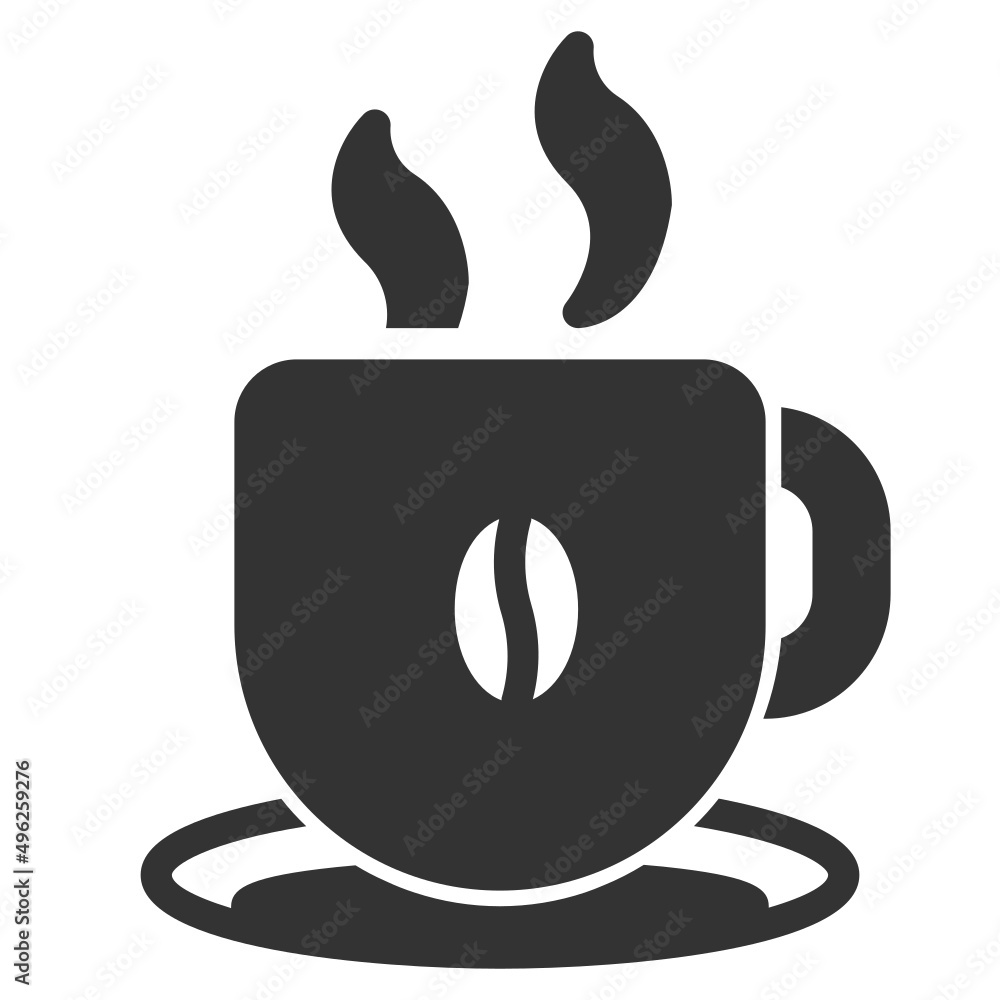 Simple coffee solid icon, food and drink related concept on the white background Simple coffee solid icon, food and drink related concept on the white background