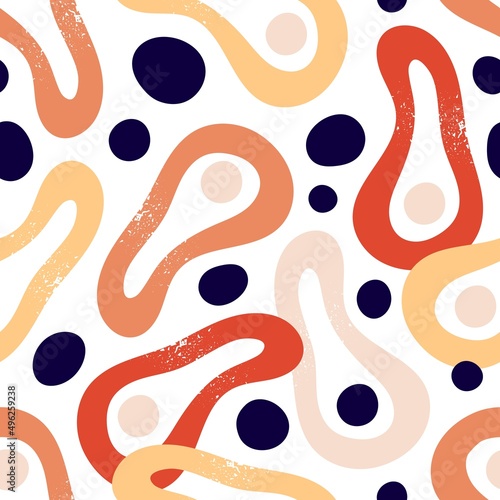 Abstract shapes pattern. Seamless texture with modern elements, repeating pri...