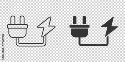 Electric plug icon in flat style. Power adapter vector illustration on white isolated background. Electrician sign business concept.