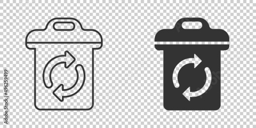 Garbage bin icon in flat style. Recycle vector illustration on white isolated background. Trash basket sign business concept.