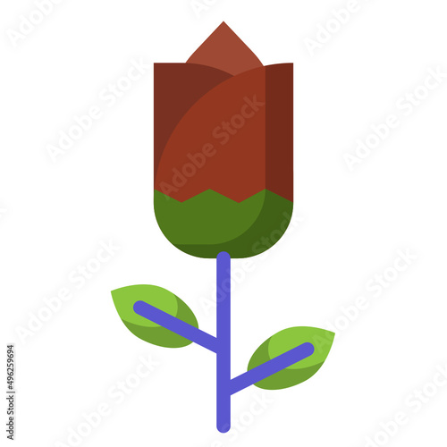 Simple flower flat icon, flower and rose related concept on the white background © souayang