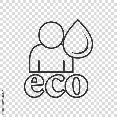 People healthy life icon in flat style. Water drop vector illustration on white isolated background. Organic ecosystem sign business concept.