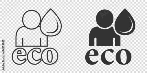 People healthy life icon in flat style. Water drop vector illustration on white isolated background. Organic ecosystem sign business concept.