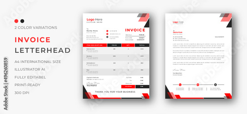 Professional invoice and letterhead design for the corporate office. letterhead, invoice design illustration. Simple and creative modern corporate clean design..