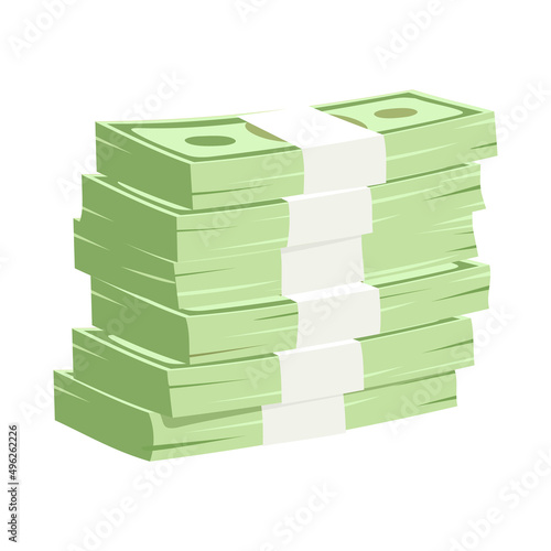 Bundle of money semi flat color vector object. Full sized item on white. Being rich. Discreet wealth. Stack of paper cash simple cartoon style illustration for web graphic design and animation