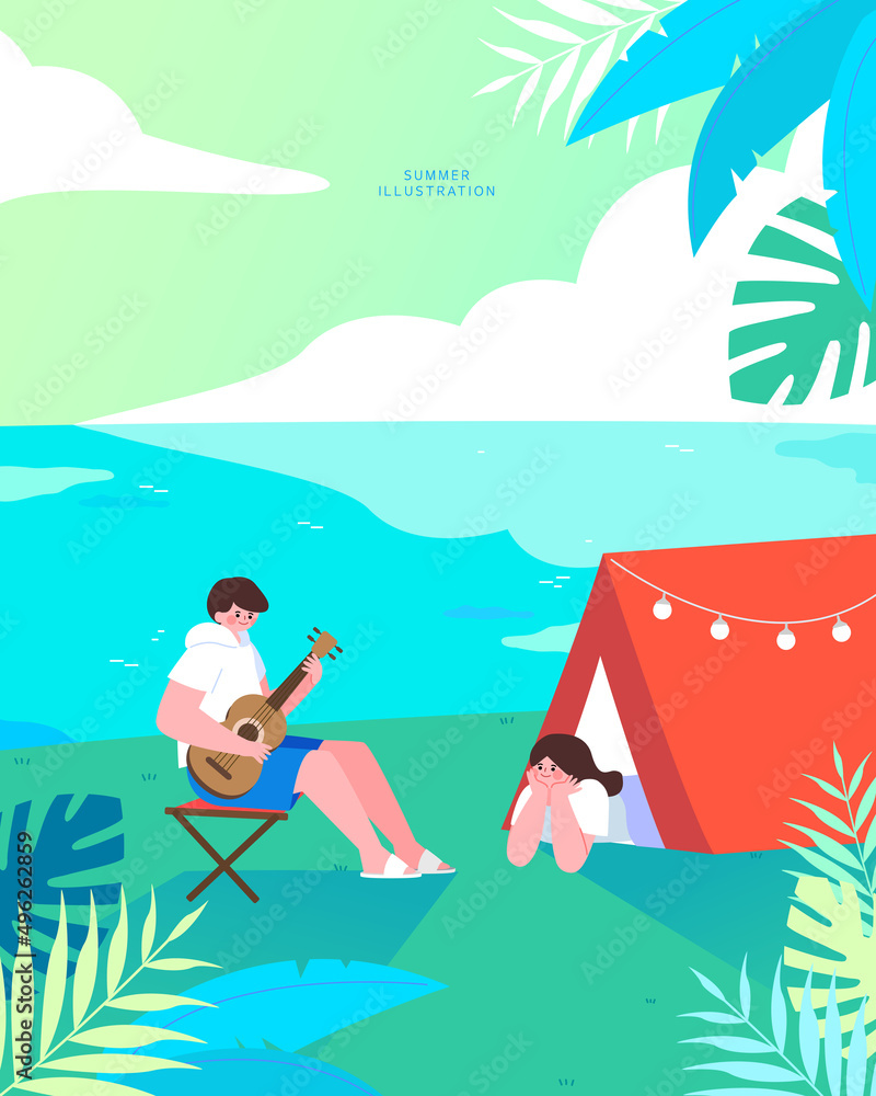 Cool Summer Trip Illustration collection
