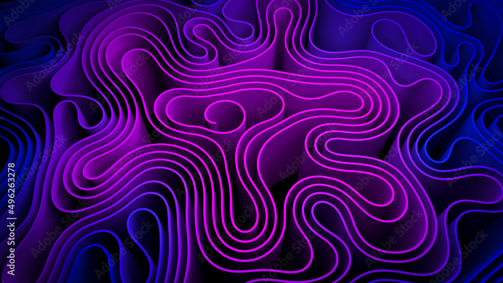 3d abstract wave lines folds background. Color gradient curves with texture paper, fabric, ribbons. Surreal, futuristic, psychedelic background. 3d abstract wave lines folds background. Color gradient curves with texture paper, fabric, ribbons. Surreal, futuristic, psychedelic background.