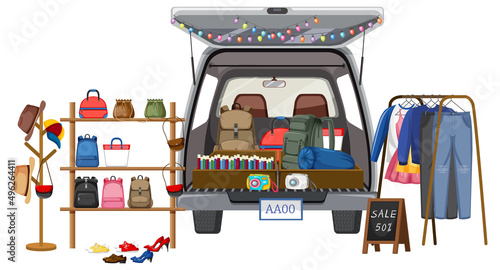 Flea market concept with car boot sale