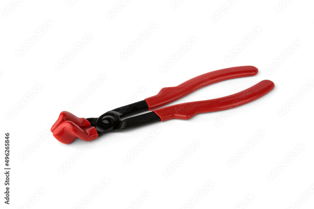 Pliers for removing spark plug terminals isolated on white background. Pliers for removing spark plug terminals isolated on white background.