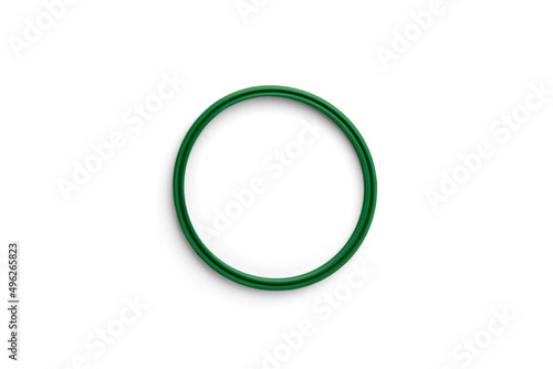 Green rubber gasket ring isolated on white background.