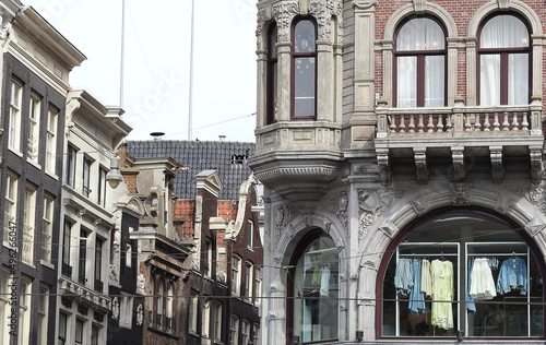 Photography Amsterdam Dam Square and Nieuwendijk Street Historic Building Facades Close Up,