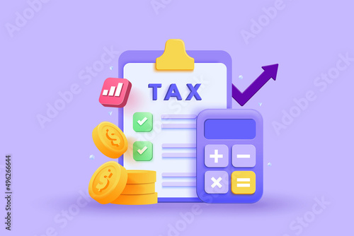 Modern 3d illustration of Tax concept