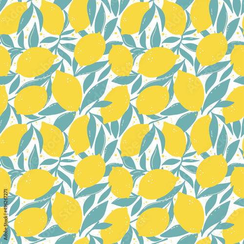 Lemon pattern, simple, hand drawn. Scandinavians citrus fruit background. Perfect for textile wallpaper posters