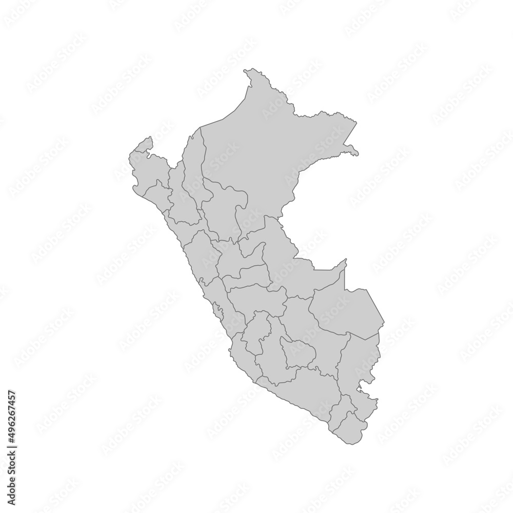 Outline political map of the Peru. High detailed vector illustration.